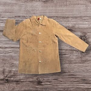 Y2K Look East Hand Painted Tan Suede Jacket